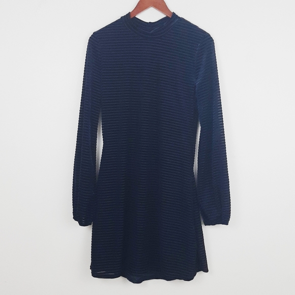 Lulus Ticket to Chic Navy Blue Striped Velvet dres - Picture 13 of 13